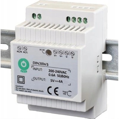 SPÍNANÝ ZDROJ NAPÁJENÍ REGULOVATELNÝ NA DIN LIŠTU 20W 4A 5V POS POWER