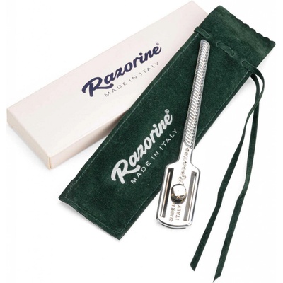 Razorine obojstranný holiaci strojček shavetta, celá čepeľ + DERBY Professional - náhradné žiletky, 10 ks VÝPREDAJ: Razorine Premium Chromed - chrómová drážkovaná