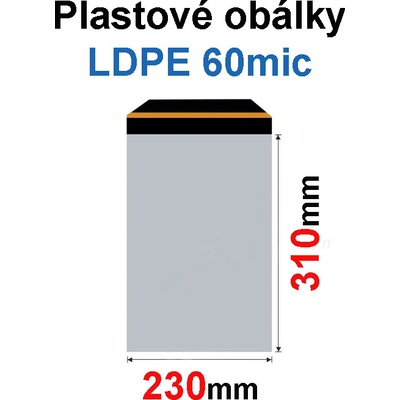 Obálka zasílací plastová 230x310+40mm, 60mic, (50ks) samolepící PPZ54