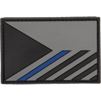Plastové 3D patche 3D gumová nášivka VLAJKA ČR - BLUE LINE (veľká) - Sivá