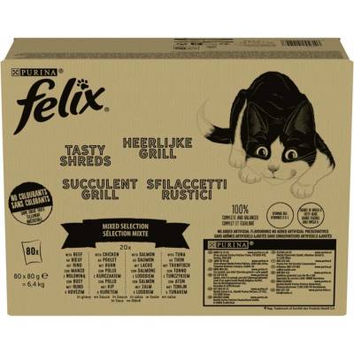 FELIX Tasty Shreds ve šťávě Gemische Vielfalt 80× 80 g