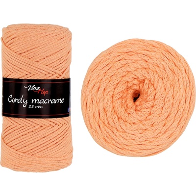 Vlna-hep Cordy macrame 2,5mm - šňůra bavlna Cordy macrame 2,5mm: nová - 8011 Světle oranžová