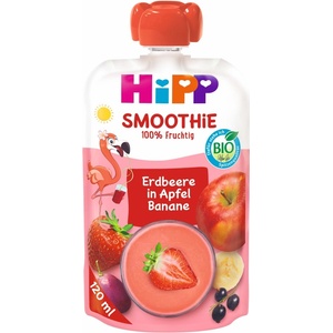 Hipp Био плодово смути Hipp - Ябълка, банан и червени плодове, 120 ml (84000) - baby