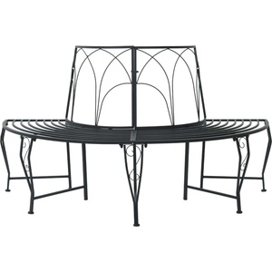 vidaXL Дървесен бенч 4 -местен 160 x 80 x 89 см steel Черно полукръгъл (42029516)