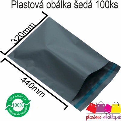 Plastové obálky šedé Balenie: 100 ks balenie, Rozmer: 320 x 440 mm