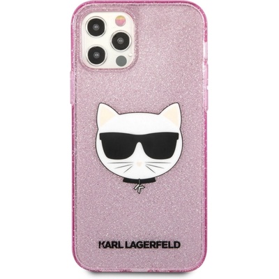 Púzdro Karl Lagerfeld Choupette Head Glitter iPhone 12/12 Pro ružové