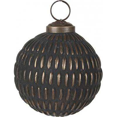 Clayre & Eef Zlatočerná skleněná vánoční ozdoba Aurora Noir 8*8 cm
