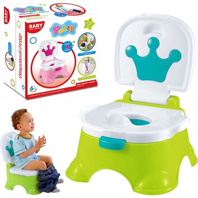 LeanToys Interaktivní nočník zelený s modrou korunkou hudební záchod pro batolata 5 v 1