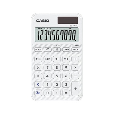 Casio Kalkulačka SL 310 YC WE, biela, vrecková duálne napájanie