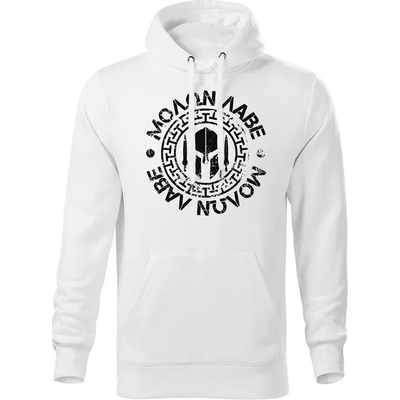 DRAGOWA мъжки суитшърт с качулка Molon Labe, бял, 320г/м2 (11449)
