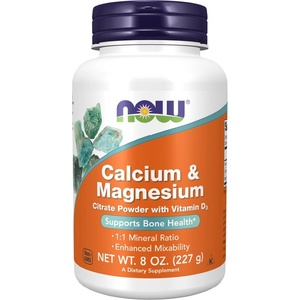 NOW NOW Calcium & Magnesium Citrate Powder with Vitamin D3, 227 Grams