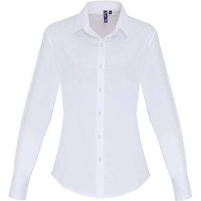 Premier Workwear Dámska bavlnená košeľa s dlhým rukávom PR344 White