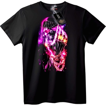 NOONEBRAND Тениска Неонов skull жетвар - L, White