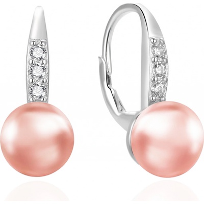 Agato Půvabné stříbrné náušnice s růžovou perlou AGT-E233L-PPI