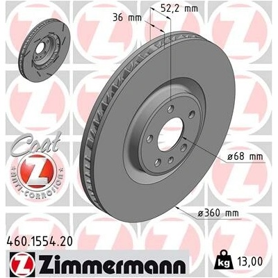 Brzdový kotúč ZIMMERMANN 460.1554.20 (460155420)