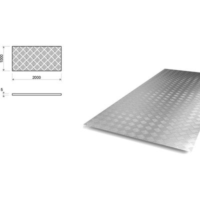 Hliníkový plech quintett 1x2 m, tloušťka 5 mm