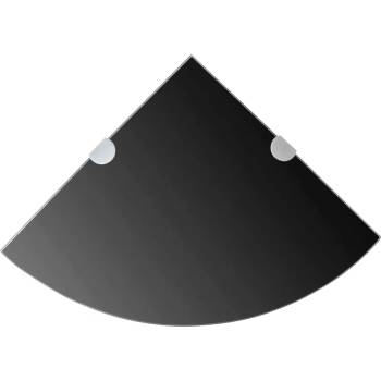 Image 1 of vidaXL Ъглови рафтове, 2 бр, черно стъкло с държачи хром, 25x25 см (3051595)
