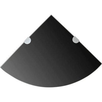 vidaXL Ъглови рафтове, 2 бр, черно стъкло с държачи хром, 25x25 см (3051595)