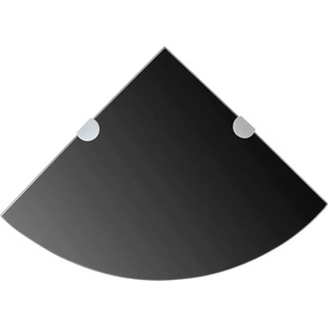 vidaXL Ъглови рафтове, 2 бр, черно стъкло с държачи хром, 25x25 см (3051595)