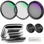 NEEWER 55 mm variable ND + CPL + UV filter set, pack of 3, multi-coated gray filter (ND2-400) circular polarization filter camera lens polarizing filter, photo accessories with carrying case lens caps - NW