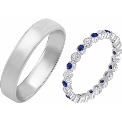Eppi Dámský eternity prsten s diamanty a safíry a pánským komfortní prsten Catalin RW40190