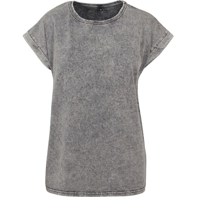 Build Your Brand Ležérne dámske tričko Acid Washed Šedá čierna