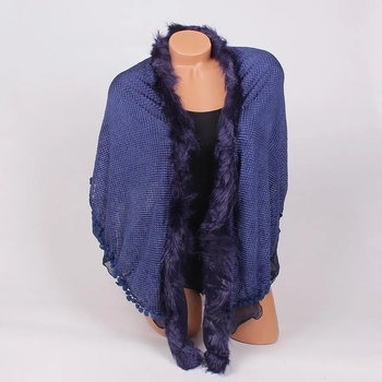 Image 1 of Шал в тъмносиньо с лъскав ефект и пухче