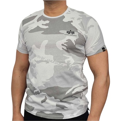 Alpha Industries Basic T Small logo Camo tričko pánske white camo šedý maskáč