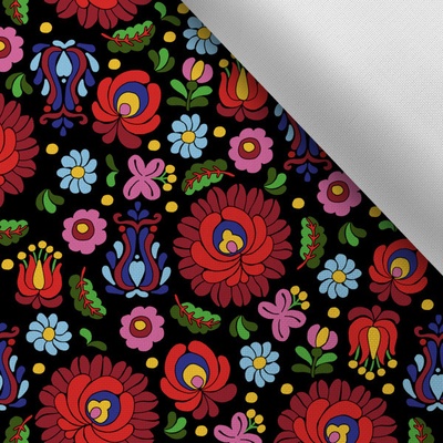 Takoy Látka s potiskem nepromokavý polyester TD/NS maďarská výšivka černá