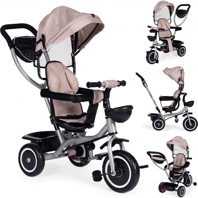 ECOTOYS 2v1 s otočným sedadlom + sklopná strieška béžová