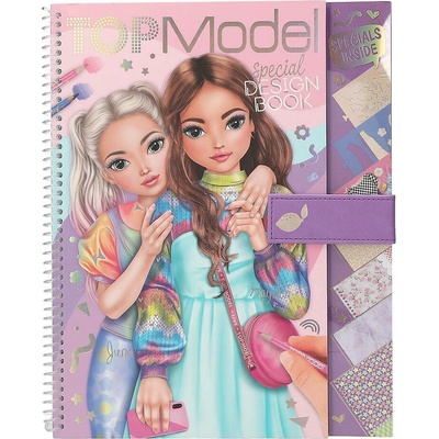 Pracovný zošit dizajnu so šablónami Top Model June & Hayden Senzačná dizajnová kniha od Top Model s postavičkami samolepkami papiermi šablónami a praktickým uzatváraním na opasok.