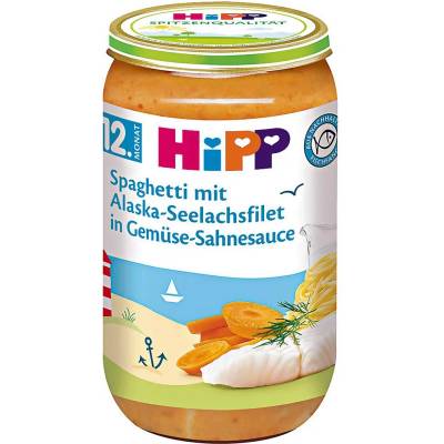 Hipp Био пюре Hipp - Спагети, морска треска и зеленчуци, 250 g (6825)