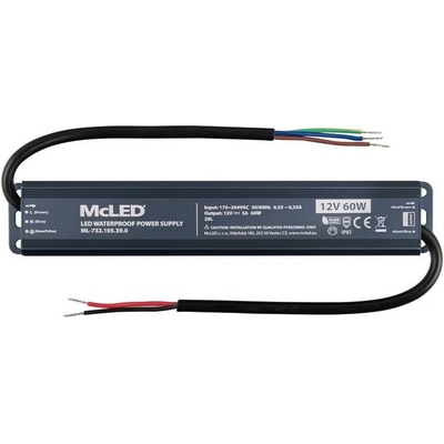 McLED LED transformátor 12V/60W ML-732.105.39.0, IP67, hliníkový – Sleviste.cz