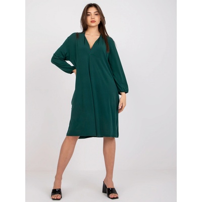 Volné šaty s výstřihem EM SK 604.10P dark green