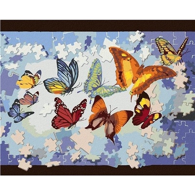zuty Malování Podle Čísel Puzzle A Motýli D. Rusty Rust 40 x 50 Cm Plátno Rám