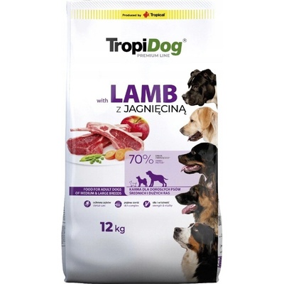 TropiDog Premium Adult Medium & Large lamb & rice 12 kg