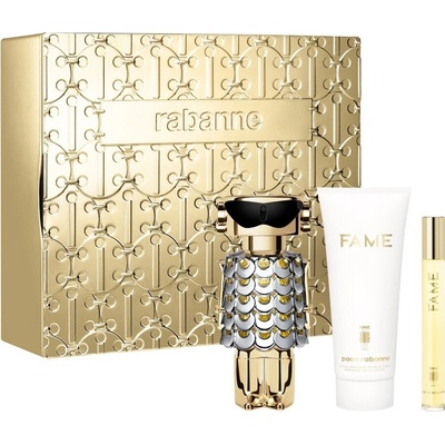 Paco Rabanne Fame darčekový set EDP 80 ml + telové mlieko 100 ml + EDP 10 ml + plechová krabička