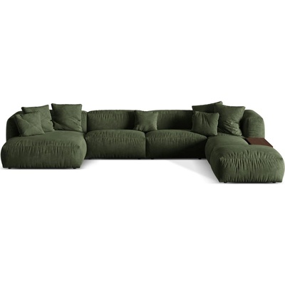 Micadoni Зелен кадифен модулен ъглов диван (десен ъгъл/U форма) Martina - Micadoni (MIC_UR_120_F1_MARTINA3)