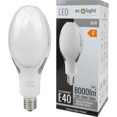 Ecolight LED žárovka Rocket E40 80W 4000K 8000lm