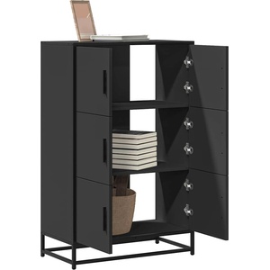 vidaXL Висок шкаф, черен, 68x35x106, 5 см, инженерно дърво и метал (849069)