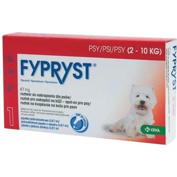 FYPRYST FYPRYST ФИПРИСТ 67 mg. за кучета от 2 до 10кг. за външно обезпаразитяване 3 броя пипети