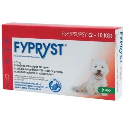 FYPRYST FYPRYST ФИПРИСТ 67 mg. за кучета от 2 до 10кг. за външно обезпаразитяване 3 броя пипети