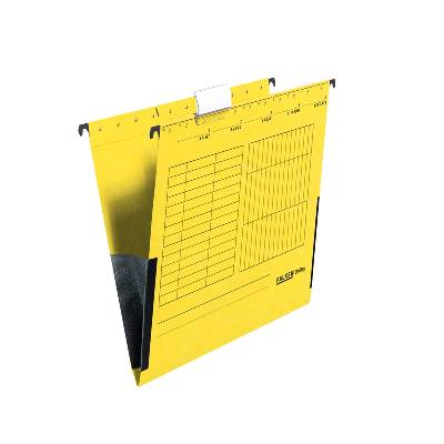 Папка за картотека, V-образна, с ограничител, жълта, 5 броя