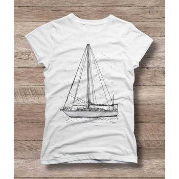 Детска тениска 'Лодка в морето' - бял, l