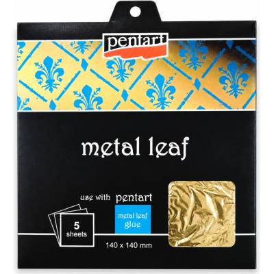 Pentart Metalická fólie 14 × 14 cm zlatá 5 ks