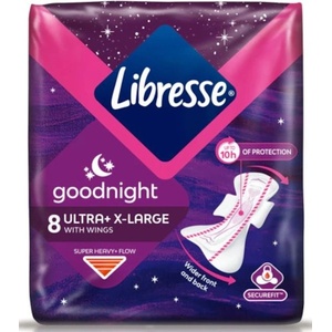 Libresse Нощни превръзки с крилца Libresse - Ultra Goodnight Extra Large, 8 броя