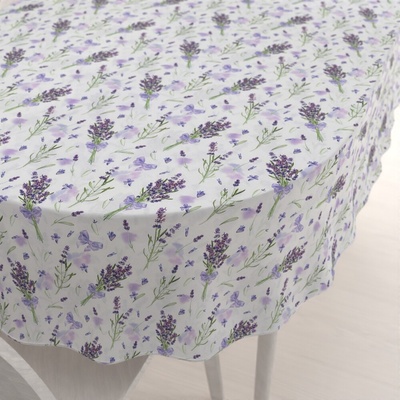 Biante Dekoračný oválny obrus PML-085 Vetvičky levandúľ na bielom 120x200 cm