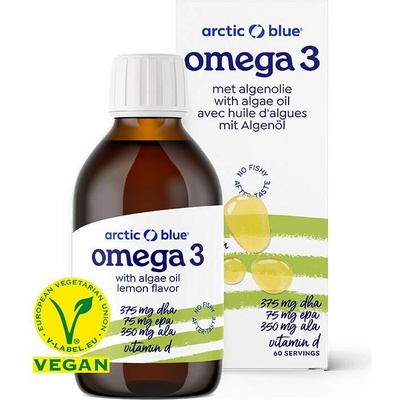 Arctic Blue Vegan Omega 3-6-9 Algae konopný olej + olej z morskej riasy + vitamín D 400 IU 150 ml
