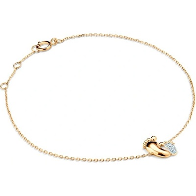 SAVICKI Náramok s príveskom stopy žlté zlato s diamantom 0.01 ct 18 cm - SAVB08087 Y C
