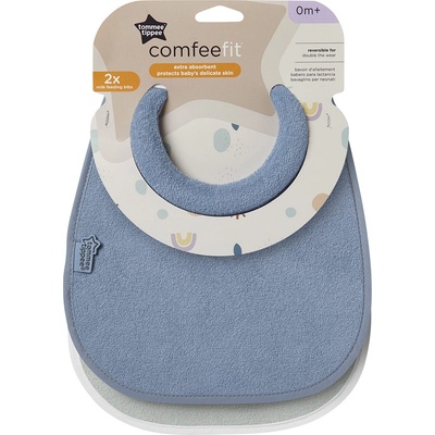 Двустранен текстилен лигавник Tommee Tippee, 0м+, 2 бр. /оп. , син/зелен (TT.0291)